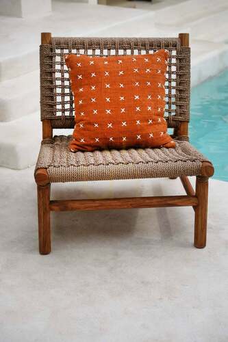 Check Cotton Cushion Cover BAZAR BIZAR Terracotta White 50x50 cm