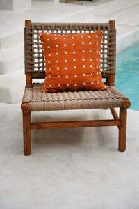 Cotton Cushion Cover BAZAR BIZAR Terracotta White 50x50 cm small 1