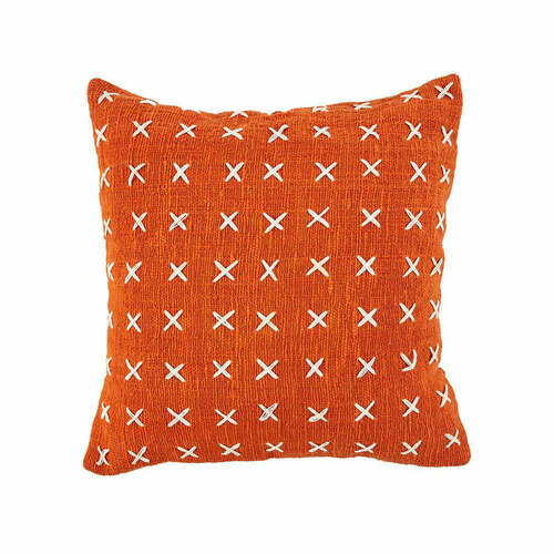 Check Cotton Cushion Cover BAZAR BIZAR Terracotta White 50x50 cm