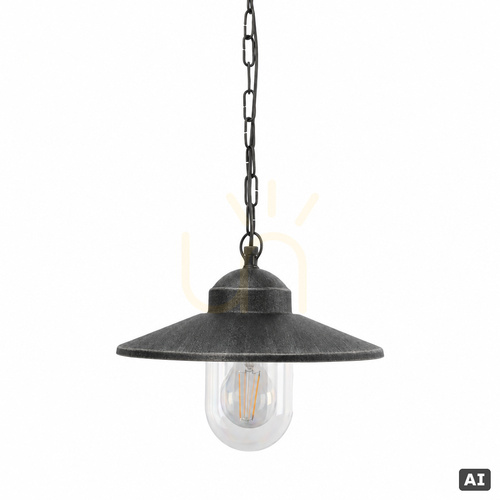Check Outdoor Chain-Hung Ceiling Light NORLYS Karlstad 230A/BS Black with Silver Patina E27
