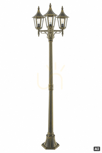 Check Norlys Rimini 403BD garden lantern, 3 × E27, 188 cm, black with gold patina