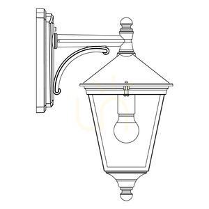 NORLYS London 481BG outdoor wall lantern, black with green patina, hanging from an arm, E27, IP54 small 1
