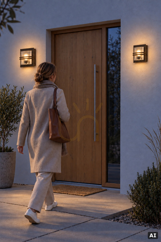 Check Bern 650BC black with copper patina E27 NORLYS outdoor wall light