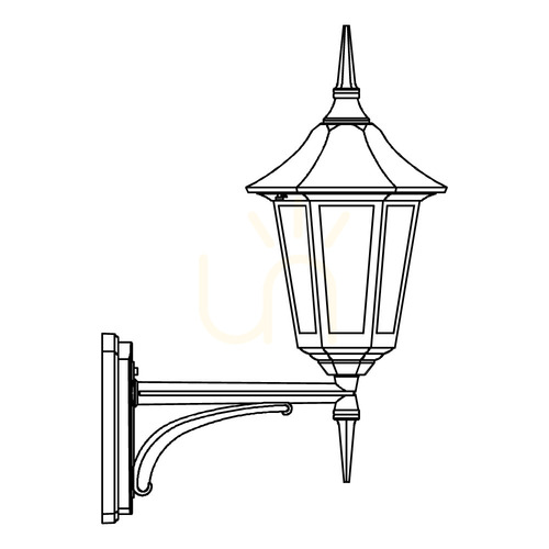 Check NORLYS Modena Big 380BD outdoor wall lantern, black with gold patina, upward arm, E27