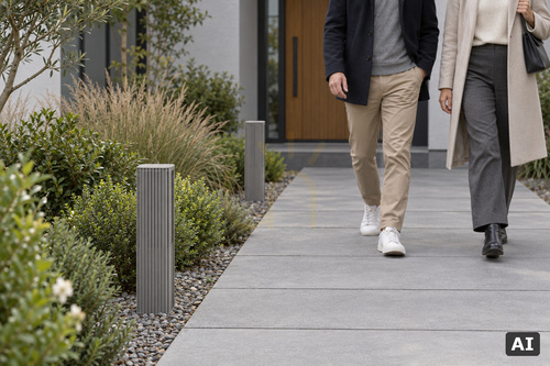 Check NORLYS Astrid 2206AL LED bollard, light grey RAL 9006, 10.6 W 4000 K, 55 cm, TRIAC dimmable