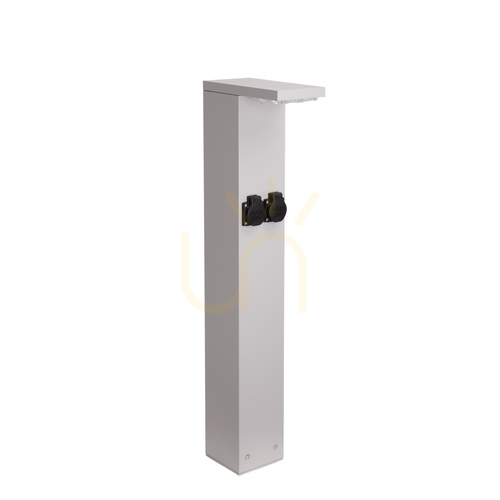 Check NORLYS Skara 2947AL Light Grey LED Bollard RAL 9006 with 2 × 230 V Sockets, 3000 K, 85 cm