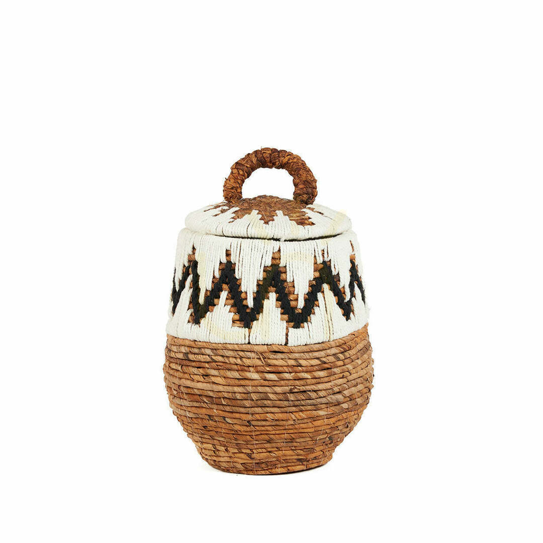 Wicker Basket BAZAR BIZAR Banana Leaf Natural White S 40 cm