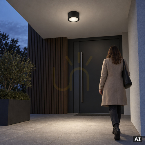 Check Sol 4058BL LED Outdoor Ceiling Light Ø20 cm, 19.3 W, 4000K, DALI-2, Black, NORLYS