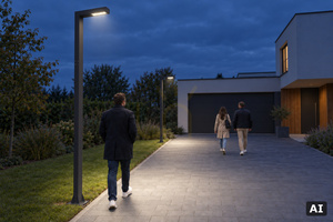 Norlys Asker 5227GR garden lantern, 3 m post, LED 19.5 W 2827 lm 4000 K, DALI2, graphite, IP65 small 4