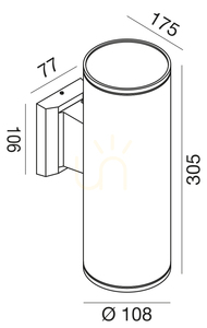 GES1006 Graphite Gea Luce Outdoor Wall Sconce, IP65 small 1