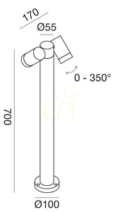 GES1113 Brown Gea Luce IP65 Light Pole small 1