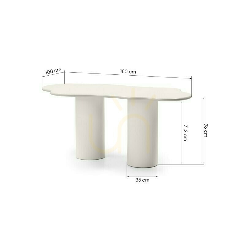 Preview VIVRE 180 cm Dining Table, Gray-Beige, Rounded Shapes by Nova Nook VIVRE 180 cm Dining Table, Gray-Beige, Rounded Shapes by Nova Nook