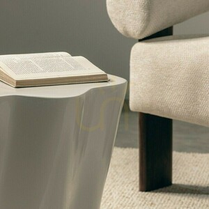 FIOR Side Table, 49 cm, gray-beige, glossy, with rounded shapes by Nova Nook small 4