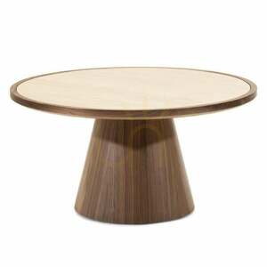 WASABI 80 cm Coffee Table, Round, Travertine/Walnut, Nova Nook small 0