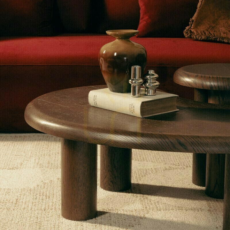 Display WALNUT Dining Set, Dark Oak, Rounded Shapes by Nova Nook WALNUT Dining Set, Dark Oak, Rounded Shapes by Nova Nook