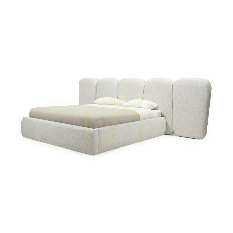 View FANCY Upholstered Bed, 160 x 200 cm, with frame, rounded corners, light beige, Nova Nook FANCY Upholstered Bed, 160 x 200 cm, with frame, rounded corners, light beige, Nova Nook