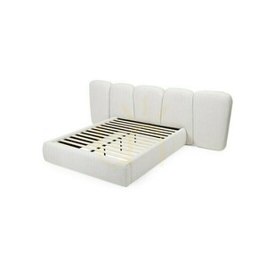 FANCY Upholstered Bed, 160 x 200 cm, with frame, rounded corners, light beige, Nova Nook 7 FANCY Upholstered Bed, 160 x 200 cm, with frame, rounded corners, light beige, Nova Nook small 7