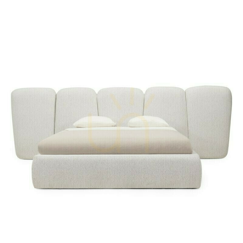 Check FANCY Upholstered Bed, 160 x 200 cm, with frame, rounded corners, light beige, Nova Nook FANCY Upholstered Bed, 160 x 200 cm, with frame, rounded corners, light beige, Nova Nook