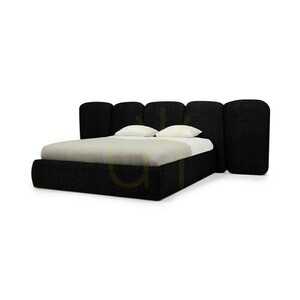 FANCY Upholstered Bed, 160 x 200 cm, with frame, rounded corners, black, Nova Nook 4 FANCY Upholstered Bed, 160 x 200 cm, with frame, rounded corners, black, Nova Nook small 4