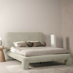 ROLLAND Upholstered Bed, 160 x 200 cm, with frame, rounded corners, light gray Nova Nook 1 ROLLAND Upholstered Bed, 160 x 200 cm, with frame, rounded corners, light gray Nova Nook small 1