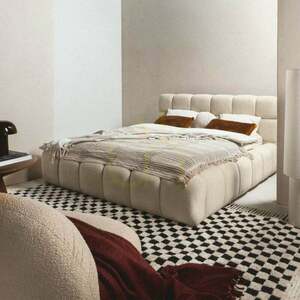 NEXTO Upholstered Bed, 160 x 200 cm, with frame and storage, light beige, featuring rounded shapes by Nova Nook small 1