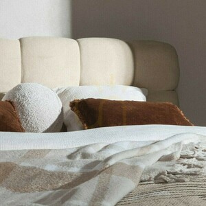 NEXTO Upholstered Bed, 160 x 200 cm, with frame and storage, light beige, featuring rounded shapes by Nova Nook small 6
