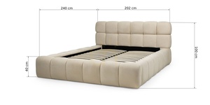 NEXTO Upholstered Bed, 160 x 200 cm, with frame and storage, light beige, featuring rounded shapes by Nova Nook small 8
