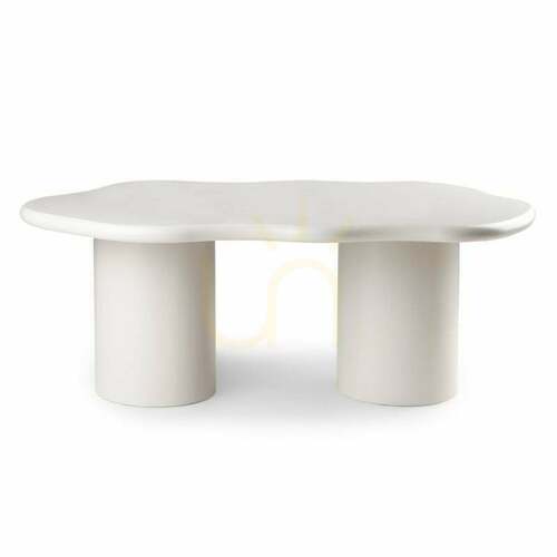 Check MIRELLA Coffee Table, gray-beige, matte, with rounded shapes by Nova Nook