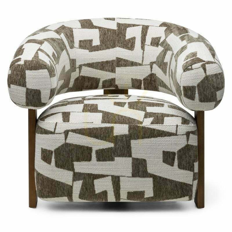 ANNABEL Armchair, olive-cream/walnut, rounded shapes by Nova Nook