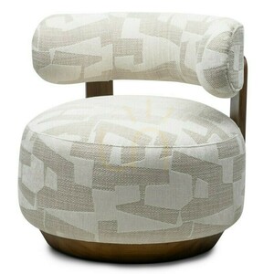 MARABELL Armchair, rounded shapes, beige-cream, Nova Nook walnut small 0