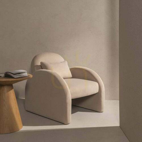 Check JADA Armchair, light beige, velvet, with rounded shapes by Nova Nook
