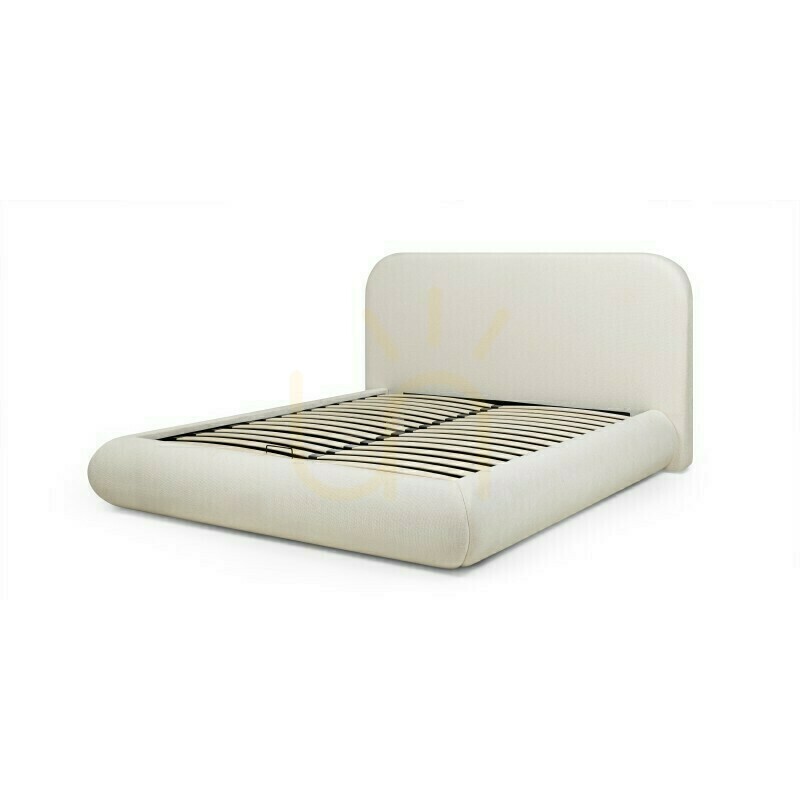Preview LUMIN Upholstered Bed, 160 x 200 cm, with frame and storage, rounded corners, light beige Nova Nook LUMIN Upholstered Bed, 160 x 200 cm, with frame and storage, rounded corners, light beige Nova Nook