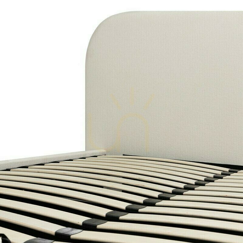 Display LUMIN Upholstered Bed, 160 x 200 cm, with frame and storage, rounded corners, light beige Nova Nook LUMIN Upholstered Bed, 160 x 200 cm, with frame and storage, rounded corners, light beige Nova Nook