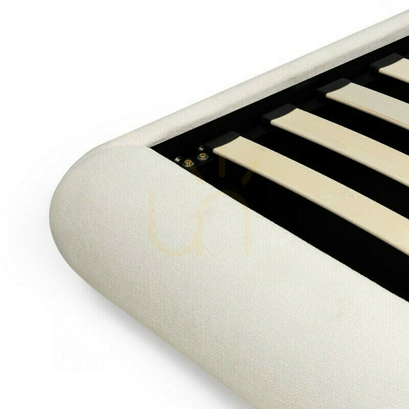 Check LUMIN Upholstered Bed, 160 x 200 cm, with frame and storage, rounded corners, light beige Nova Nook LUMIN Upholstered Bed, 160 x 200 cm, with frame and storage, rounded corners, light beige Nova Nook