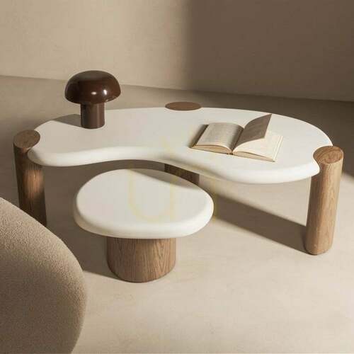 Check OBUO 125 cm Coffee Table, White/Walnut, Nova Nook