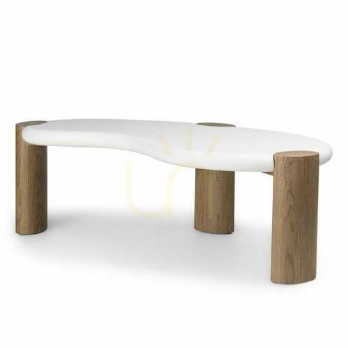 Check OBUO 125 cm Coffee Table, White/Walnut, Nova Nook