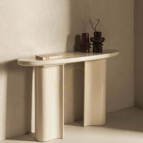 Check PUREL 120 cm Desk/Console, Light Beige, Glossy, Nova Nook