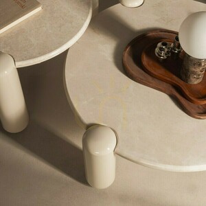 NORREL Coffee Table, 66 cm, Light Beige/Marble, Glossy Nova Nook small 1