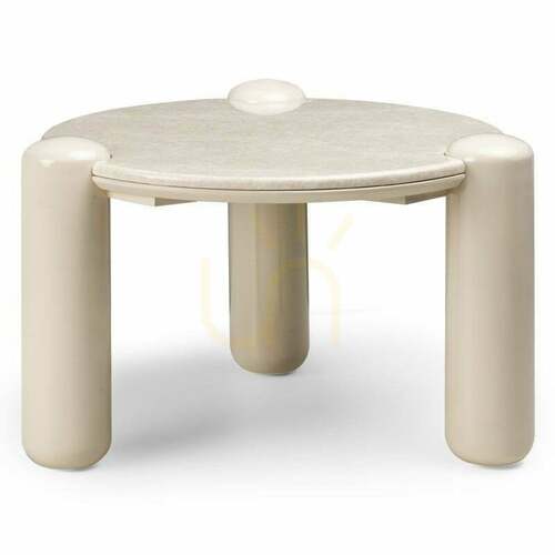 Check NORREL Coffee Table, 66 cm, Light Beige/Marble, Glossy Nova Nook