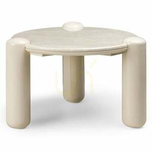 NORREL Coffee Table, 66 cm, Light Beige/Marble, Glossy Nova Nook small 0