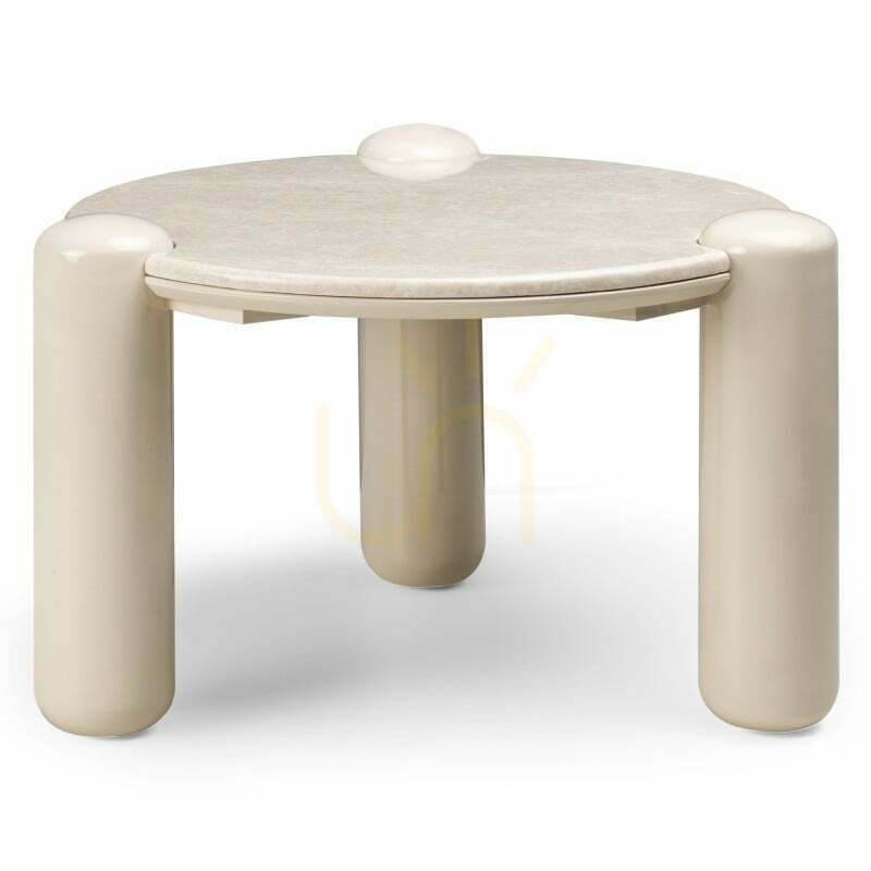 NORREL Coffee Table, 66 cm, Light Beige/Marble, Glossy Nova Nook