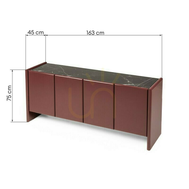 Preview LARIQ Four-Door Chest of Drawers, Burgundy-Brown, Marble, Nova Nook High-Gloss LARIQ Four-Door Chest of Drawers, Burgundy-Brown, Marble, Nova Nook High-Gloss