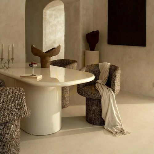 Check MOMAS 180 cm Dining Table, Light Beige, Glossy, Nova Nook