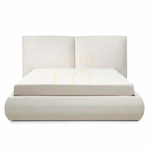 Check UNAR Upholstered Bed, 160 x 200 cm, with Frame and Storage, Beige, Nova Nook