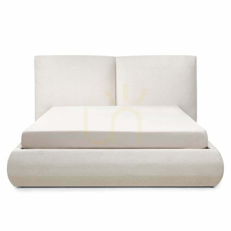 UNAR Upholstered Bed, 160 x 200 cm, with Frame and Storage, Beige, Nova Nook