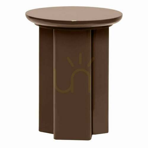 Check RIEB Side Table, 40 cm, light brown, mocha-colored, with a Nova Nook gloss finish
