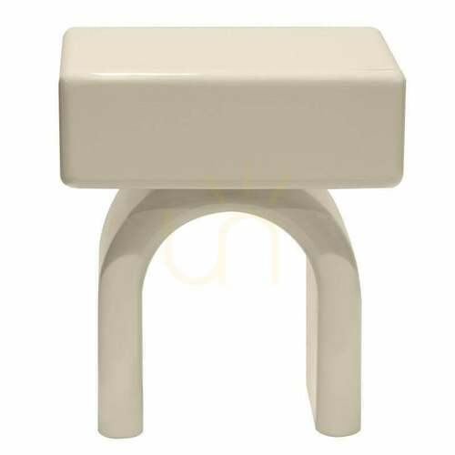 Check LUSH nightstand with a drawer, in creamy white with a glossy finish, featuring a curved Nova Nook design