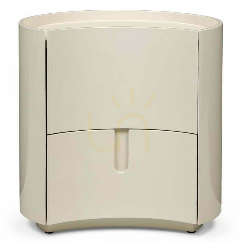ENAV nightstand with drawers, in cream-white, with rounded shapes and a Nova Nook gloss finish