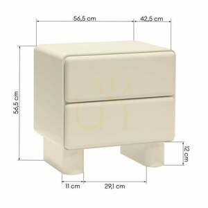 Nova Nook AGOS cream-white high-gloss bedside table with two drawers small 1