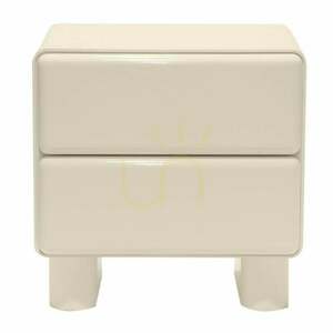 Nova Nook AGOS cream-white high-gloss bedside table with two drawers small 0